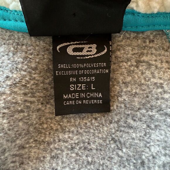 CB Sports Womens Zip Up Knit Hooded Jacket with Fleece Lined Hood in Gray & Teal - Picture 5 of 10